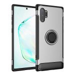 Wholesale Galaxy Note 10+ (Plus) 360 Rotating Ring Stand Hybrid Case with Metal Plate (Silver)